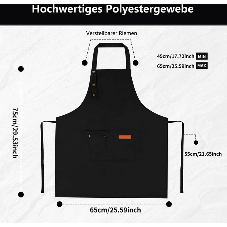Agger Kochschürze für Damen und Herren mit verstellbaren Trägern und großen Taschen, (1-tlg), wasserdichte Kochschürze, ideal auch als Grillschürze – Bild 2
