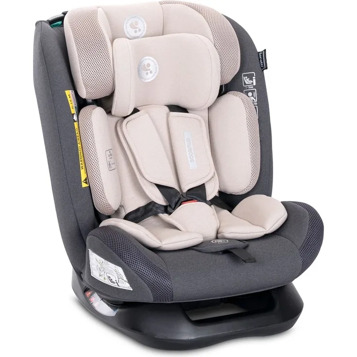 Lorelli Kindersitz Scorpius i-Size (40-150cm) verstellbar 5-Punkt-Gurt bis 36 kg beige grau