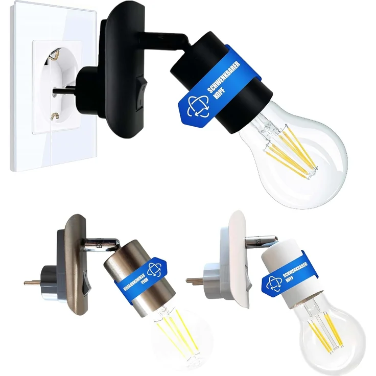 TRANGO LED Steckdosenleuchte, 11-059 LED Steckerleuchte inkl. 1x 8 Watt 3000K warmweiß E27 LED Leuchtmittel in Schwarz matt *ANNA*, Wandleuchte, Leselampe, Küchenlampe – Bild 3