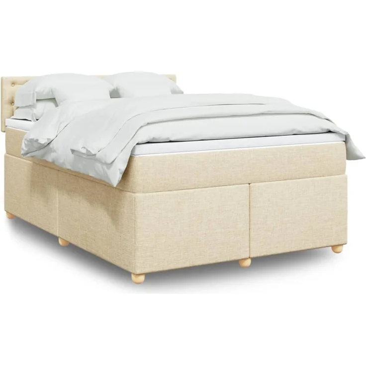 vidaXL Boxspringbett mit Matratze Creme 160x200 cm Stoff 3289050 – Bild 1