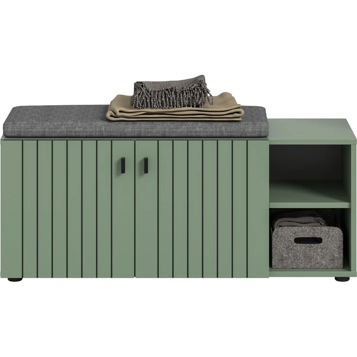 Sitzbank inkl. Sitzkissen (B/H/T: 106x43x37 cm) in Smoke Green Nachbildung – Bild 2