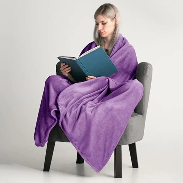 DecoKing Kuscheldecke 160x210 cm violett Decke Microfaser Tagesdecke Fleece weich sanft kuschelig Pflaume Violet Plum Mic – Bild 4