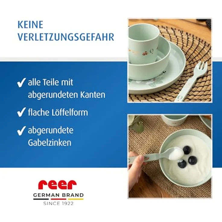reer Kindergeschirr Set | Motiv: Little Explorer | Biokunststoff-Geschirr für Kleinkinder aus 100% ISCC-zertifiziertem Material | 5-teilig | BPA-frei | spülmaschinengeeignet – Bild 6