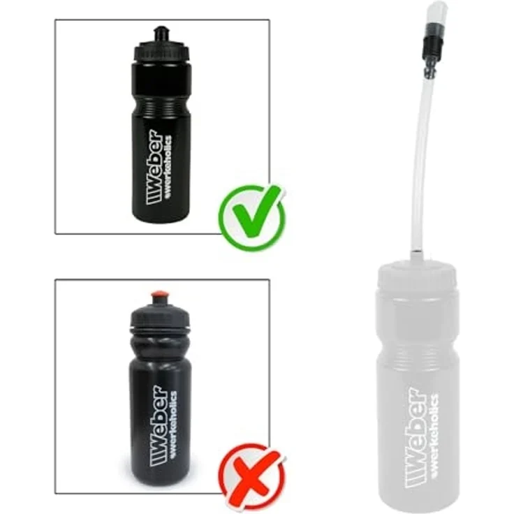 Weber GmbH Trinkflasche mit Schlauch Fahrradflasche, Inhalt 750ml, incl. Schraubdeckel mit Push-Pull Verschluss, Motorrad – Bild 6