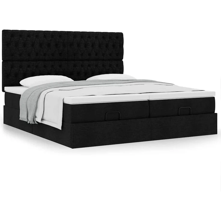 vidaXL Ottoman-Bett mit Matratzen Schwarz 200x200 cm Stoff 3313722 – Bild 11