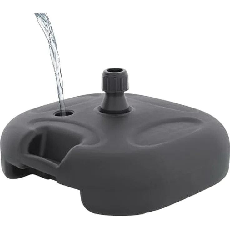 Doppler Füllsockel 20L befüllbar in anthrazit – Sonnenschirmständer für Schirme bis 180 cm, Kunststoff HDPE mit Griff, geeignet für Rohrdurchmesser 19–32 mm, Wasser- oder Sandbefüllung, 44×44×15 cm – Bild 2
