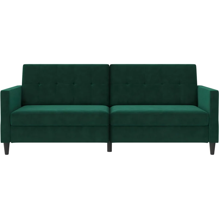 Schlafsofa >Hannover< in Dunkelrün, Samt - 203x82x83cm (BxHxT) – Bild 3