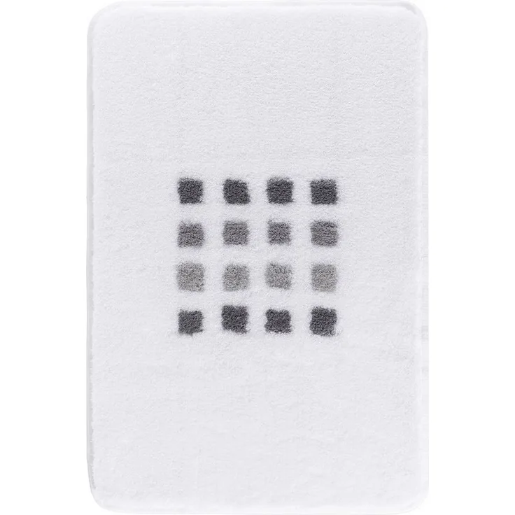 Kleine Wolke Badematte QUADRI, 70 x 120 cm, Weiß, Rutschhemmend, Höhe 20 mm, fußbodenheizungsgeeignet, Polyacryl, rechteckig