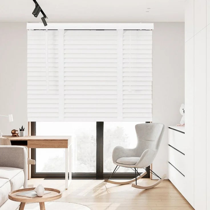 Sekey Jalousie Holzjalousie 50 mm Lamellen Fensterjalousie Blickschutz Jalousie, Klemmträger mit Feststellschraube – Bild 2