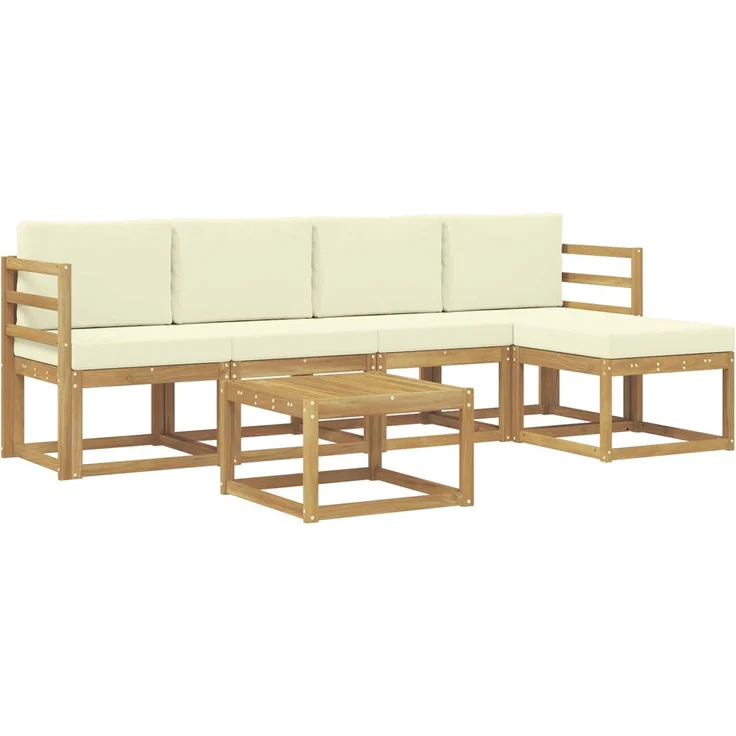 vidaXL Outdoor-Sofagarnitur 6 stk. 5-Sitzer Weiß und Creme 3387509 – Bild 2
