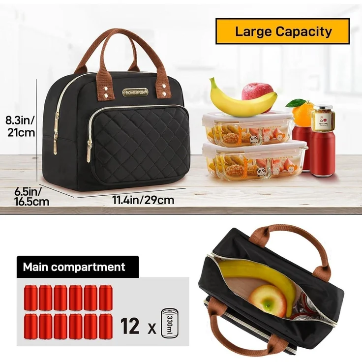 Isolierte Lunchtasche für Erwachsene - Gold Schwarz - Auslaufsicher – Bild 3