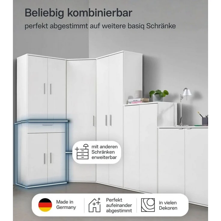 mokebo Mehrzweckschrank Der Praktische Büroschrank mit Schublade (60x90 cm, mit Schublade) Made in Germany, Büroschrank, Apothekerschrank in Beige Kaschmir – Bild 3