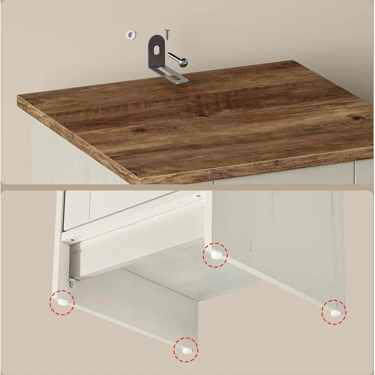 SONGMICS HOME Badezimmerschrank, Toolless-Technologie, superschnelle werkzeuglose Montage, Badschrank schmal, verstellbare Ablagen, Wohnzimmer, Flur, 30 x 30 x 170 cm, vintageweiß – Bild 7