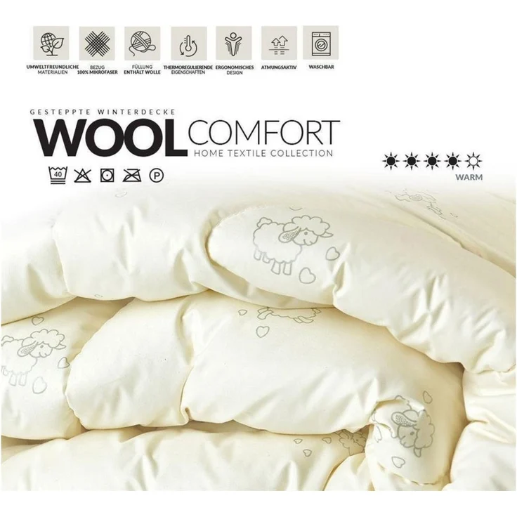 SEI Design Naturfaserbettdecke Wool Winter 155x220, Füllung: 70% Schurwolle - 30% Polyester, mit echter Schurwolle – Bild 3