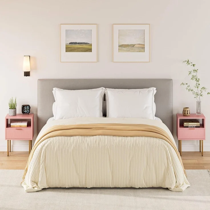 Nachttisch Nachtschrank Rosa Boho Modern 1 Schublade 1 Ablage – Bild 4