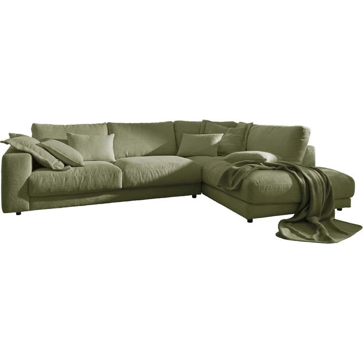 KAWOLA Sofa MADELINE Ecksofa Cord olivgrün Recamiere rechts 86 x 224 x 325 cm – Bild 3