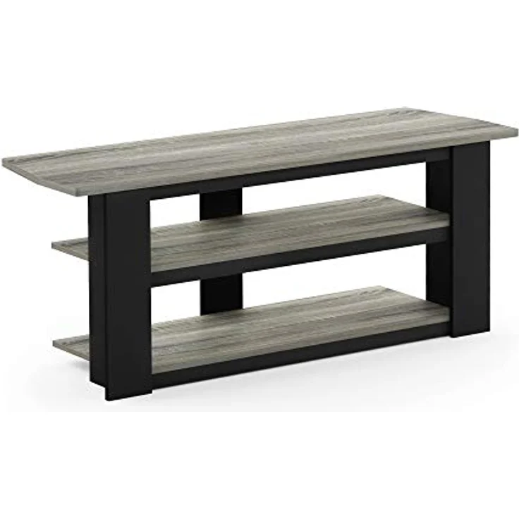 Furinno Parsons TV-Unterhaltungszentrum mit 3 Ebenen, holz, Eiche Grau/Schwarz, 34.04 x 34.04 x 41.91 cm – Bild 5