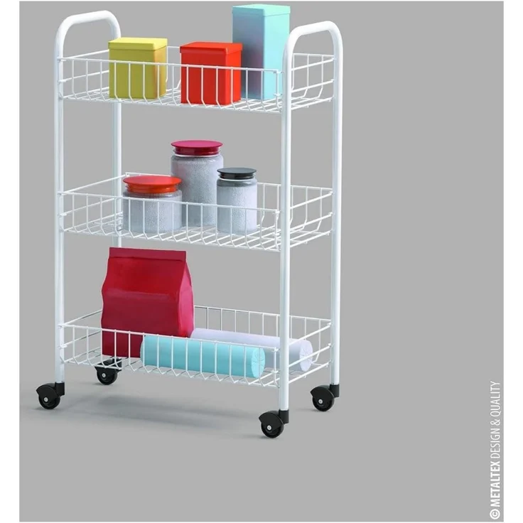 METALTEX 340633014 SIENA Allzweckwagen mit 3 Etagen / Rollregal, Höhe 63 cm – Bild 2