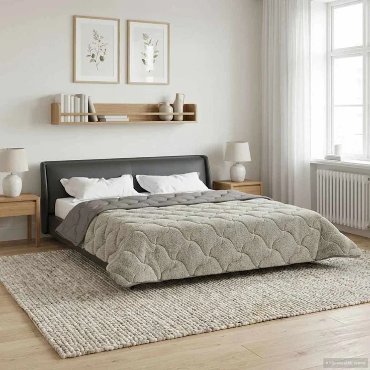 vidaXL Winterbettdecke Gepolstert Hellgrau 240x260 cm 42026324 – Bild 4