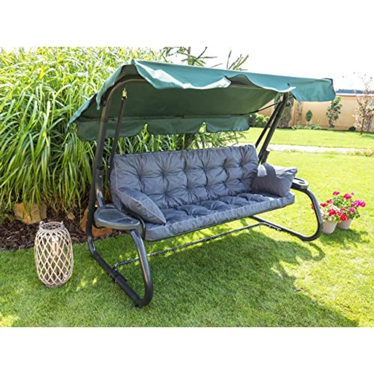 Bjird Bankauflage Pola 100 cm 120 cm 150 cm 180 cm, für Gartenbank und Hollywoodschaukel - inkl. 2 Stück Seitenkissen – Bild 9