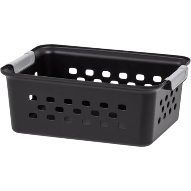 Iris Ohyama, 12er-Set 5L, aufbewahrungskörbe aus Kunststoff, Vielseitige Ordnungsbox, Stapelbar & platzsparend, Nachhaltige Organisation, BPA-frei, Körbe & Behälter für Bad & Küche, Schwarz, OSB-S – Bild 4