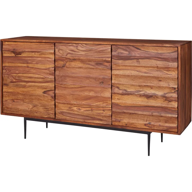 Wohnling Sideboard FB51424 Sheesham Massivholz 150 x 81 x 41 cm Landhaus Kommode | Design Anrichte Groß | Hoher Kommodenschrank mit 3 Türen Holz Massiv | Standschrank Wohnzimmer Modern