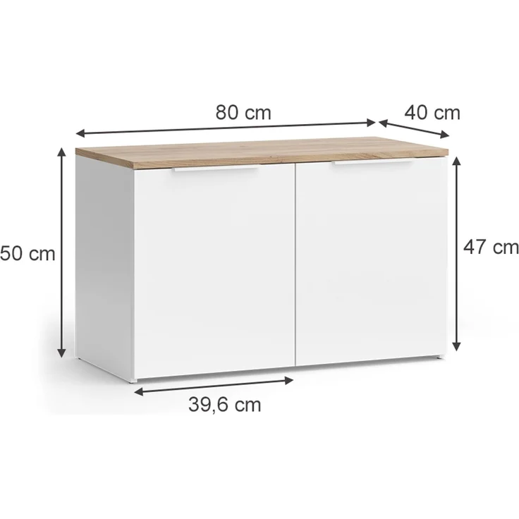 Vicco 'Wido' Kommode mit 2 Türen, Holzspannplatte weiß, 80 x 50 x 40 cm – Bild 3