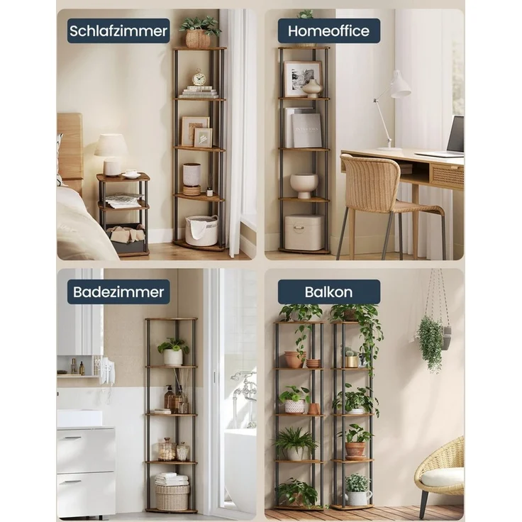SONGMICS HOME Eckregal mit 5 Ebenen, superschnelle werkzeuglose Montage, Standregal – Bild 3