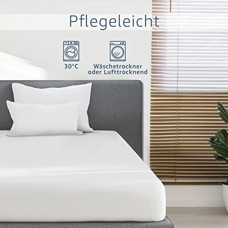 Amago - Spannbetttuch, 50 cm Steg, 100 prozent Baumwolle, 120x200 cm - Weiß – Bild 8