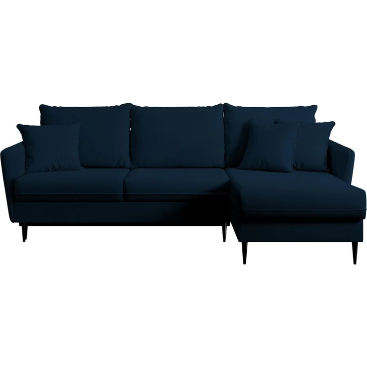 Selsey 'Volio' Ecksofa mit Schlaffunktion, Samt wasserabweisend, Schwarze Beine, Dunkelblau – Bild 6