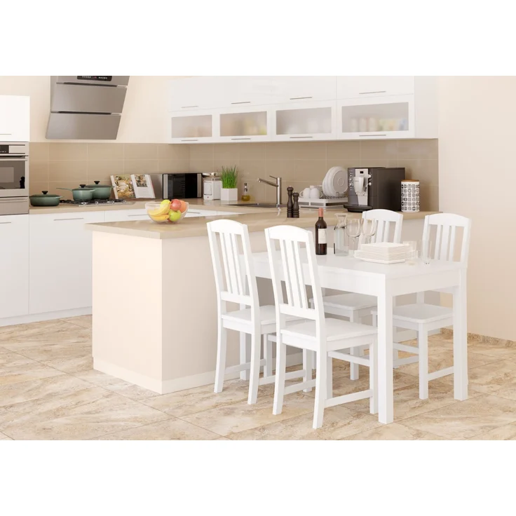 Küchenstuhl Massivholzstuhl Esszimmerstuhl Kiefer Stuhl waschweiß 90.71-22-D W – Bild 2