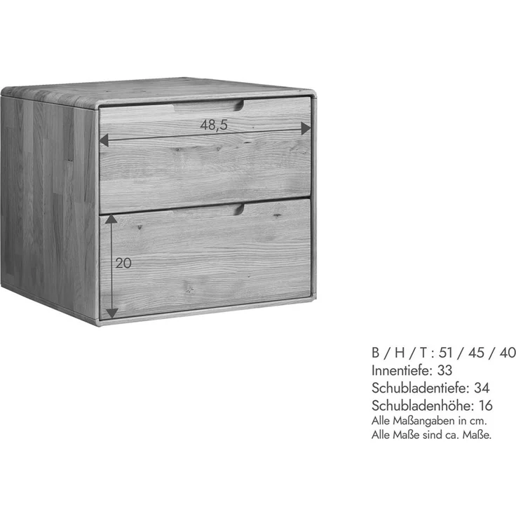 Nachttisch 51x45cm "Kent" Wildeiche massiv – Bild 5