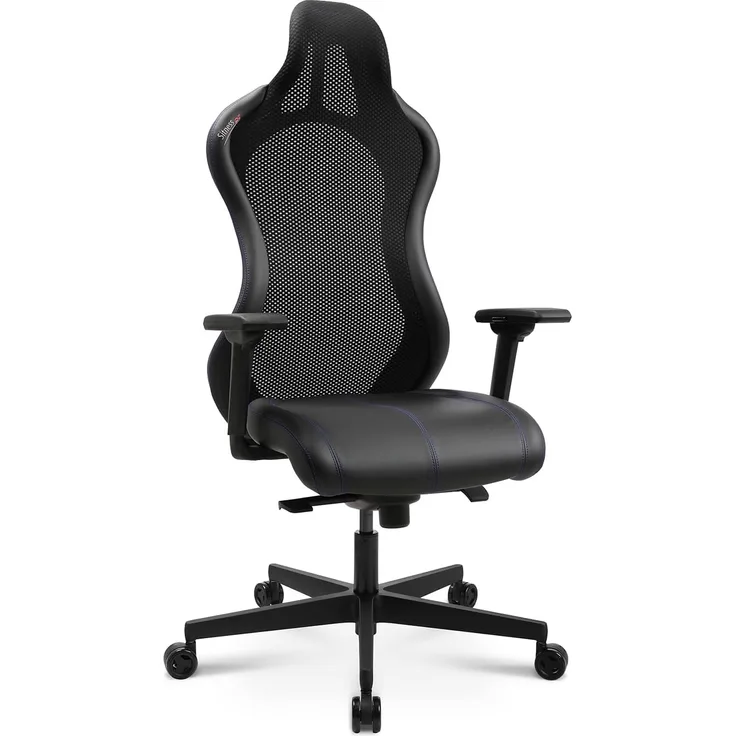 Topstar Bürostuhl Gamingstuhl Sitness RS Sport Plus Continental Kunstleder inkl. Armlehnen schwarz Schwarze Naht mit Lordosenkissen