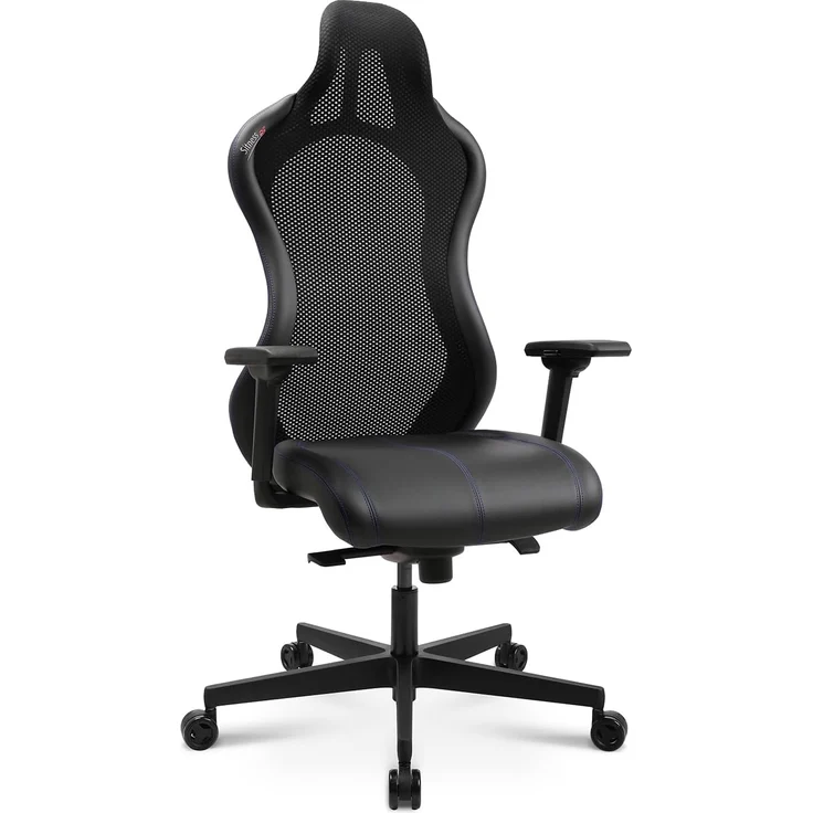 Topstar Bürostuhl Gamingstuhl Sitness RS Sport Plus Continental Kunstleder inkl. Armlehnen schwarz Schwarze Naht mit Lordosenkissen