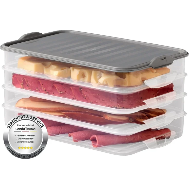 uandu home Frischhaltedose Aufschnittboxen für Kühlschrank, Wurst Aufbewahrung Kühlschrank, (Aufschnittbox Stapelbar, Kühlschrank Organizer, BPA Frei Kunststoff, Frischhaltedosen mit Deckel, Aufschnittdosen), BPA Frei, Dishwasher Safe, Reusable – Bild 1