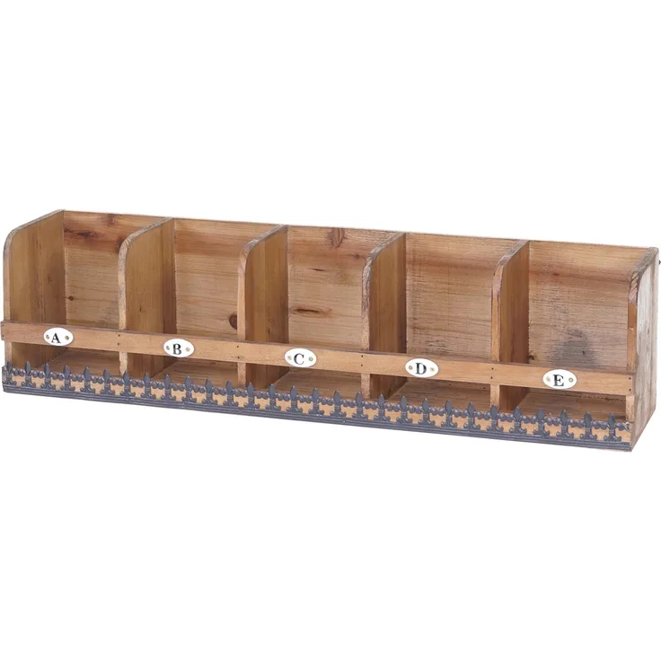 MCW Wandregal A43, Shabby-Look aus Tannholz mit 5 Staufächern, 71x18x16cm