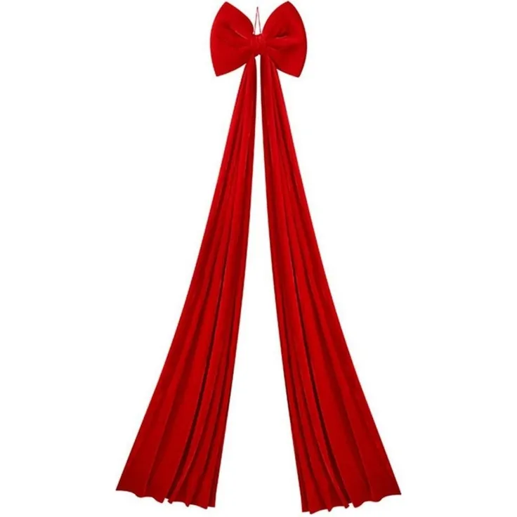 CLTYQ Christbaumschmuck rote schleifen weihnachten,Große Weihnachtsbaum-Schleifen, 200cm, Samtstoff,Weihnachtsdekoration für Weihnachtsbaum, Fenster, Haustür