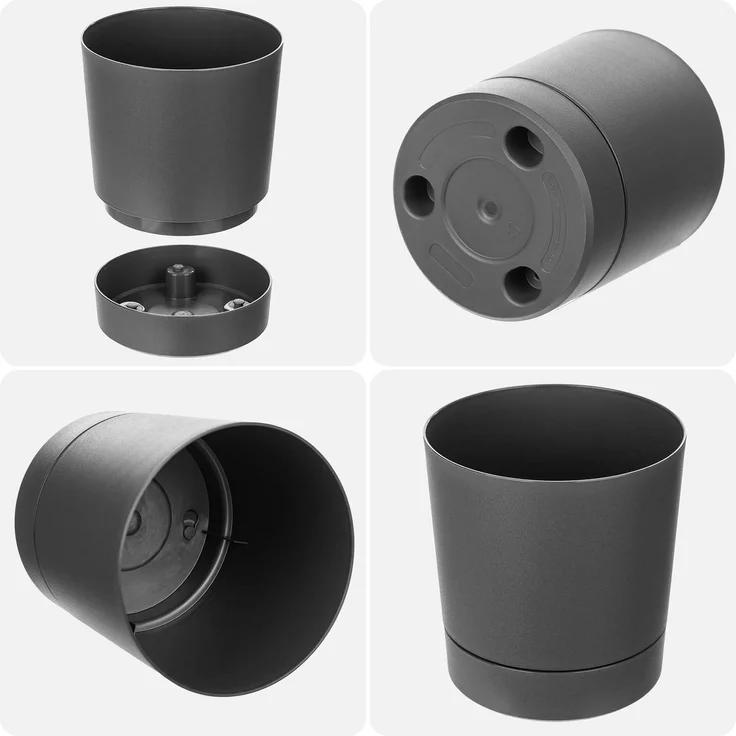 KADAX Blumentopf mit Untersetzer AURA 200, recycelt, anthrazit, 2er-Pack – Bild 9