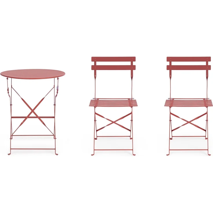 Garten-Set Austin Metall, klassisch klappbar, Terrakotta, Stühle und Tisch für draußen – Bild 7