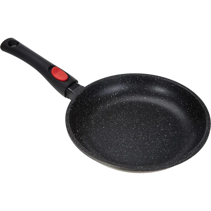 Kamberg – 0008021 – Pfanne 24 cm – Abnehmbarer Griff – Aluminiumguss – Beschichtung in Steinoptik – Für alle Herdarten, auch Induktion – PFOA‑frei