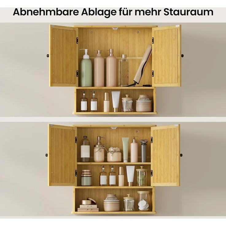 EUGAD Badezimmerspiegelschrank (1-St) mit Verstellbarer Ablage, aus Bambus – Bild 7