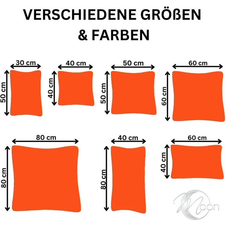 MOON Kissenbezug / Seitenschläferkissenbezug, 2er Pack, 100% Baumwolle, Linon, Orange, 40x40 – Bild 2