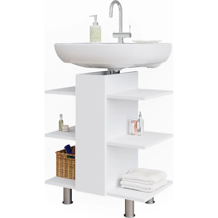 Waschbeckenunterschrank Fynn Weiß 60 x 70 cm mit 6 Ablage Vicco – Bild 6