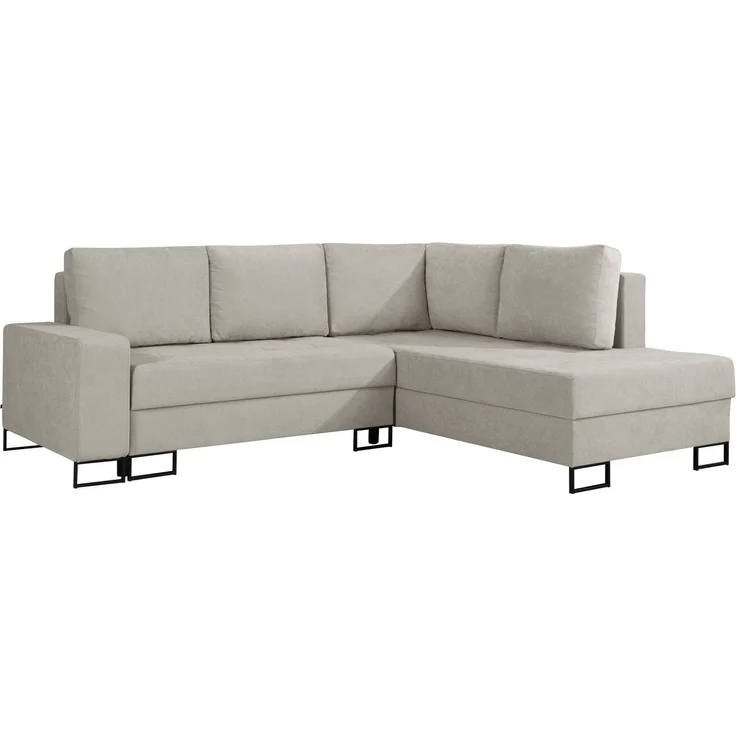 Selsey 'Larelle' Ecksofa mit Schlaffunktion & Bettkasten, Chenille, Ottomane rechts, Hellbeige – Bild 1
