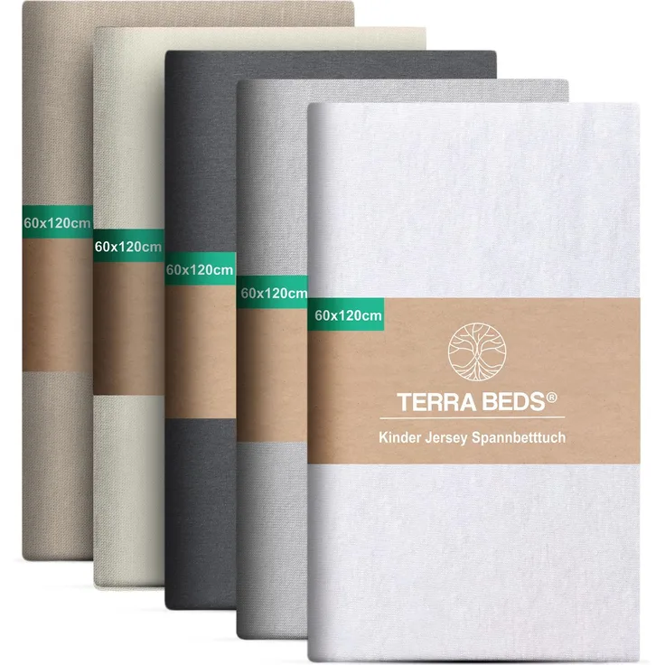 Terra Beds Premium Spannbettlaken 60x120 cm - 160g/m2-100% Hochwertiges Oeko-TEX Baumwoll Jersey Kinder Spannbetttuch – Erhältlich in 10 Farben