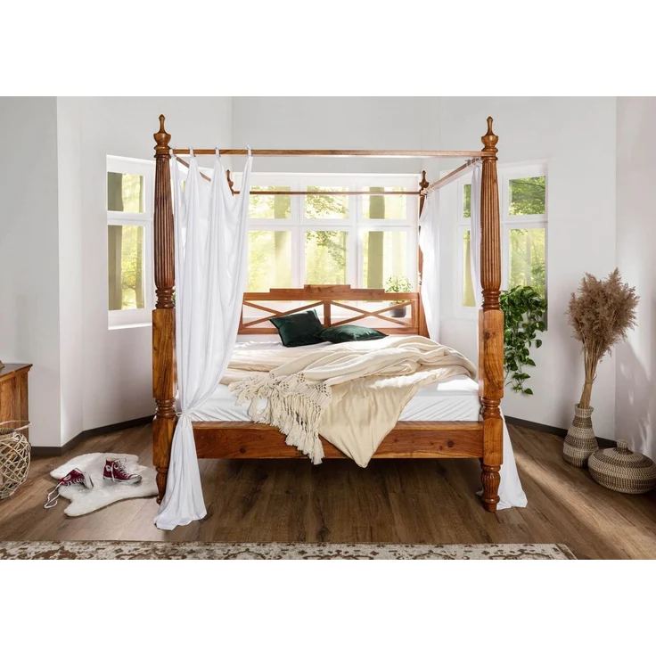 Himmelbett Akazie 200x200x224 honig lackiert OXFORD #0247 – Bild 3