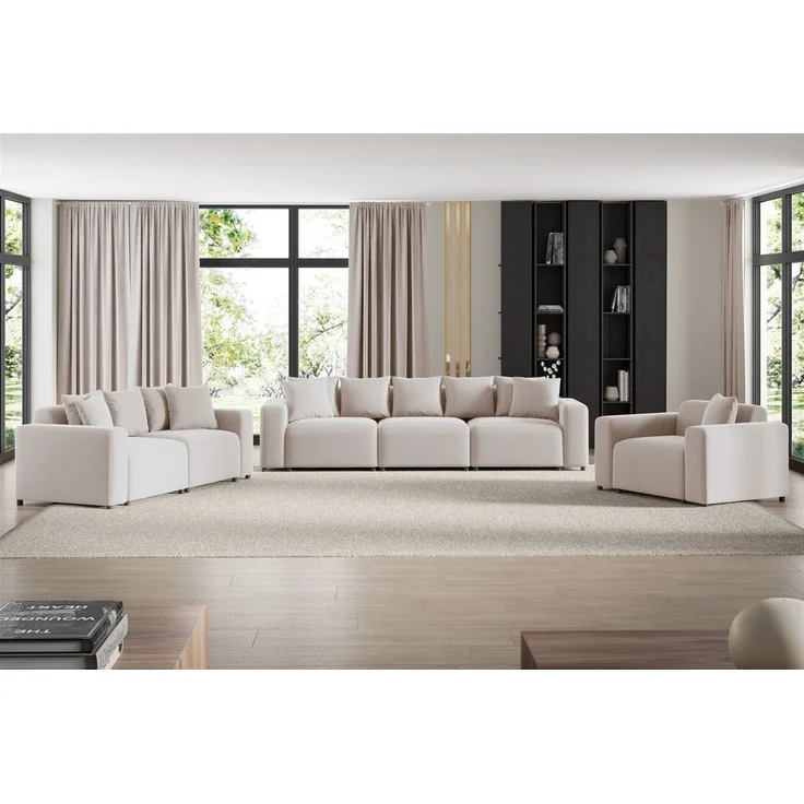 Sessel Designersessel MEGAN in Stoff Salvador Hellbeige – Bild 2