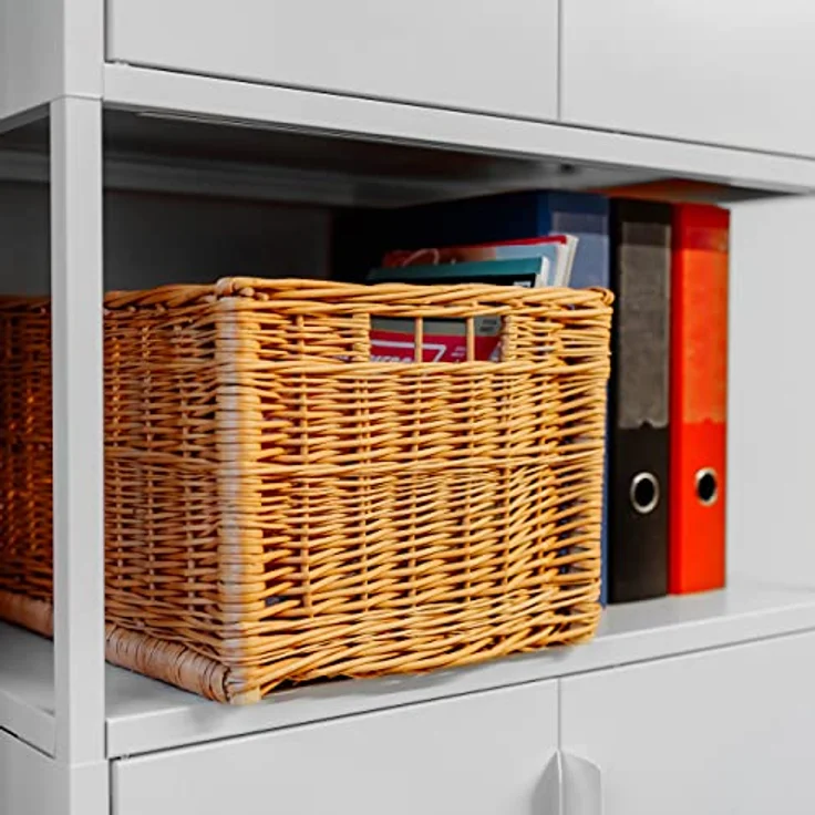 Creative Home Holzkiste Weidenkorb Aufbewahrungskorb, Handgeflochten, Haltbar (1 St), Korb Geflochten Naturkorb mit Griffen Aufbewahrung – Bild 8