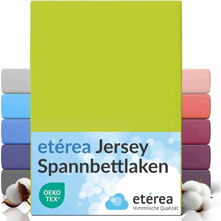 etérea Comfort Jersey Spannbettlaken Apfelgrün 90x200 cm - 100x200 cm