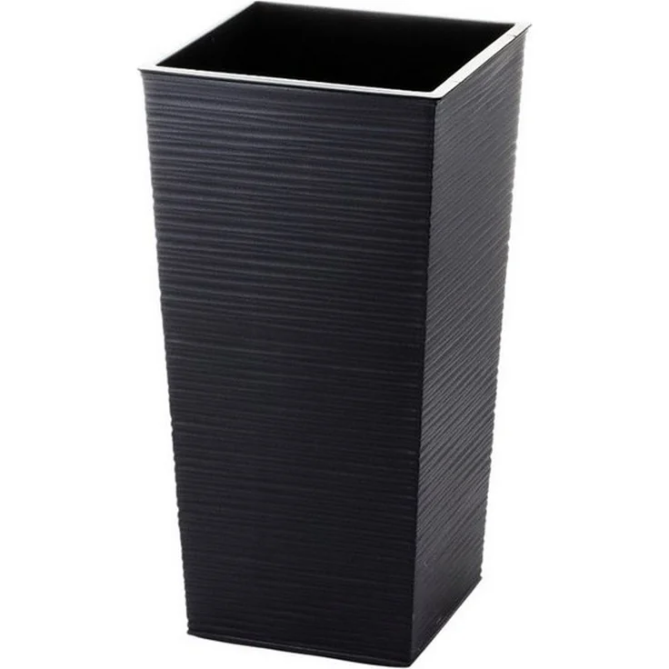 Engelland Pflanzkübel Blumentopf aus recyceltem Kunststoff & Holz (WPC), Rillenoptik (UV-beständig, wetterfest), Blumenkübel für Garten, Balkon, Terrasse, Innen- und Außenbereich – Bild 5
